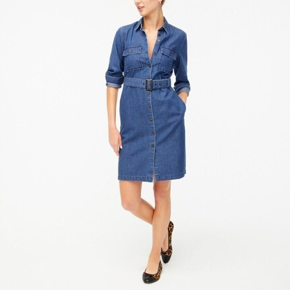 J. Crew Factory Blue Denim Shirt Dress